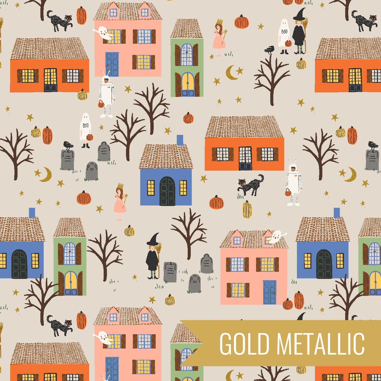 Night in Linen Metallic (rp1307-lm1m) | Halloween II | Rifle Paper Co | Cotton+Steel